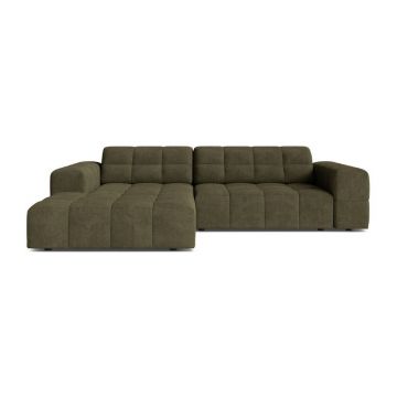 Colțar kaki cu tapițerie din chenille (cu colț pe partea stângă/cu șezlong) Chicago – Cosmopolitan Design