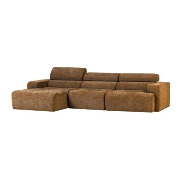 Colțar maro coniac reglabil (cu colț pe partea stângă/cu șezlong) Novi – WOOOD