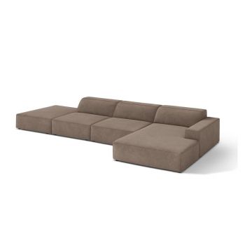 Colțar modular bej (cu colț pe partea dreaptă/cu șezlong) Jodie – Micadoni