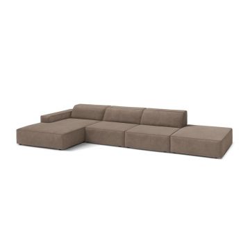Colțar modular bej (cu colț pe partea stângă/cu șezlong) Jodie – Micadoni