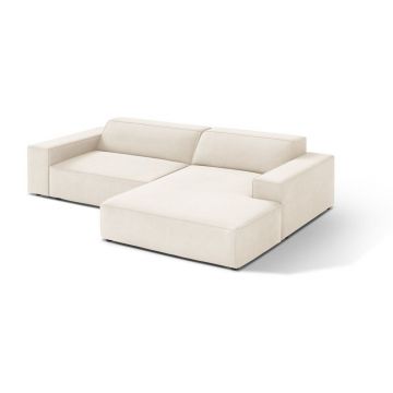 Colțar modular crem cu tapițerie din catifea (cu colț pe partea dreaptă/cu șezlong) Jodie – Micadoni