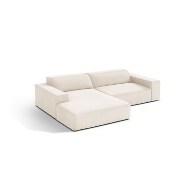 Colțar modular crem cu tapițerie din catifea (cu colț pe partea stângă/cu șezlong) Jodie – Micadoni