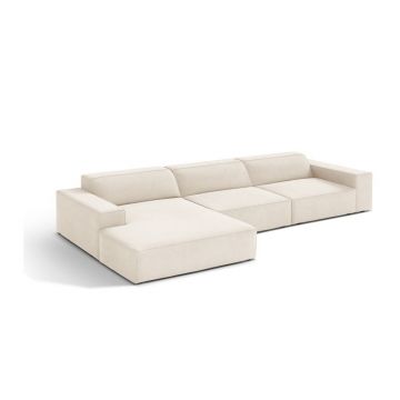 Colțar modular crem cu tapițerie din catifea (cu colț pe partea stângă/cu șezlong) Jodie – Micadoni