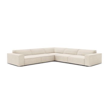 Colțar modular crem cu tapițerie din catifea (în formă de ”L”) Jodie – Micadoni