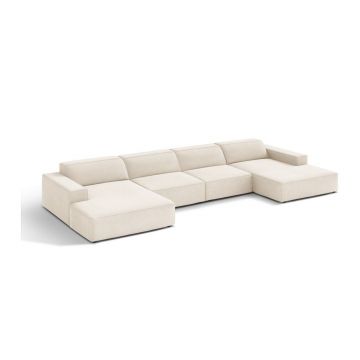 Colțar modular crem cu tapițerie din catifea (în formă de 