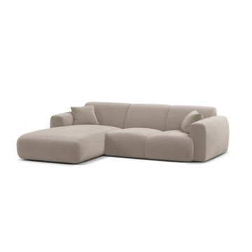 Colțar modular gri deschis cu tapițerie din catifea (cu colț pe partea stângă/cu șezlong) Molino – Micadoni