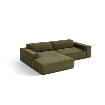 Colțar modular kaki cu tapițerie din catifea (cu colț pe partea stângă/cu șezlong) Jodie – Micadoni