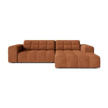 Colțar teracotă cu tapițerie din chenille (cu colț pe partea dreaptă/cu șezlong) Chicago – Cosmopolitan Design