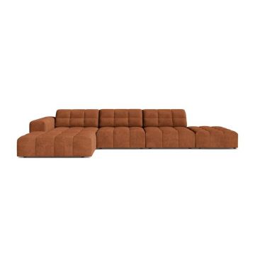 Colțar teracotă cu tapițerie din chenille (cu colț pe partea stângă/cu șezlong) Chicago – Cosmopolitan Design