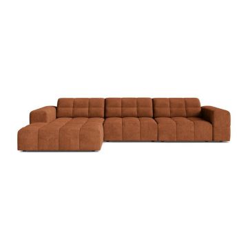 Colțar teracotă cu tapițerie din chenille (cu colț pe partea stângă/cu șezlong) Chicago – Cosmopolitan Design