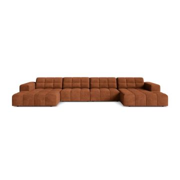 Colțar teracotă cu tapițerie din chenille (în formă de 