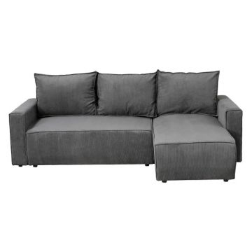 Coltar extensibil PORTA, cu arcuri si lada depozitare, colt interschimbabil, gri, 238x150x90 cm