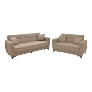 Set de living 2 piese Modesto din tesatura, maro deschis, 85x215 cm - Maro