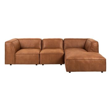 Colțar din piele reciclată Bonami Selection Fairfield, colț dreapta, 282 cm, maro coniac