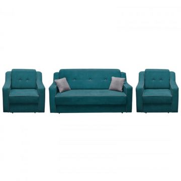 Set GENOVA 3L, canapea extensibila 3 locuri si 2 fotolii extensibile, albastru